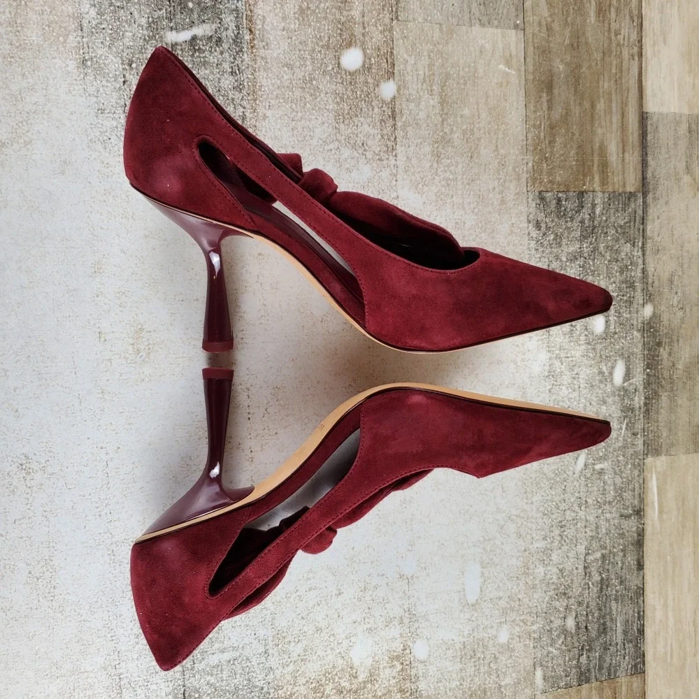 Kate Spade New York Bunnie Womens Pump Sz 8 Medium Dark Merlot Suede Pointed Toe